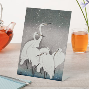 Japans Egrets Koson kranen wintersneeuw Reclamebord Met Voetstuk