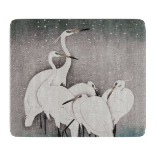 Japans Egrets Koson kranen wintersneeuw Snijplank