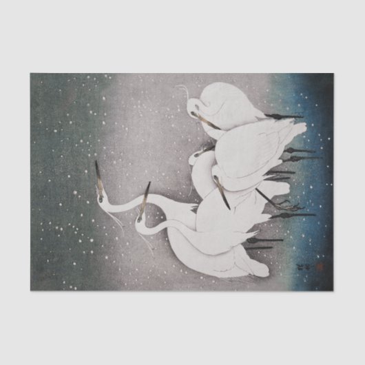 Japans Egrets Koson kranen wintersneeuw Tissuepapier (Voorkant)
