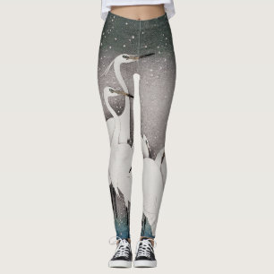 Japans Egrets Kranen Vogel Winter Sneeuw Kunst Leggings