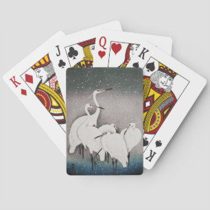 Japans Egrets Kranen Vogel Winter Sneeuw Kunst Pokerkaarten