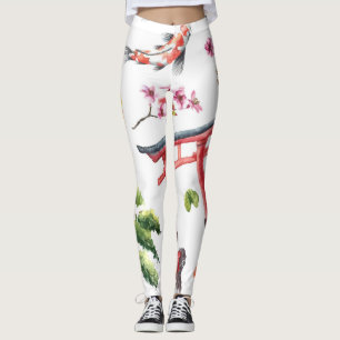 Japans Elements Waterverf Naadloze Textuur Leggings