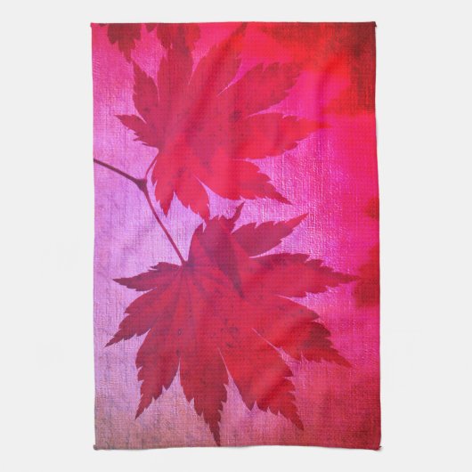Japans esdoorn bladschrift herfst roze rood theedoek (Verticaal)