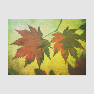 Japans esdoornblad en script herfst rood groen gou tissuepapier