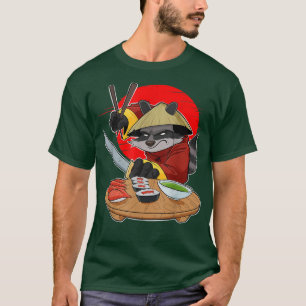 Japans eten I Maki Lover I Samurai Sushi Raccoon T-shirt
