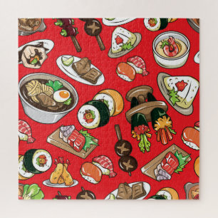 Japans eten: naadloos cultureel patroon legpuzzel