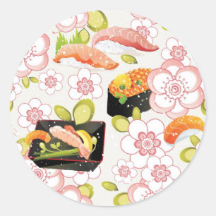 Japans eten: Sushi Pattern 2 Ronde Sticker