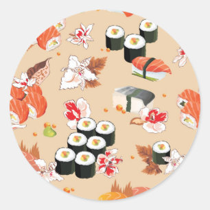 Japans eten: Sushi Pattern 3 Ronde Sticker