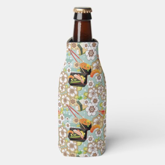 Japans eten: Sushi Pattern 4 Flesjeskoeler (Fles Voorkant)