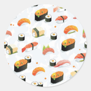 Japans eten: Sushi Pattern Ronde Sticker