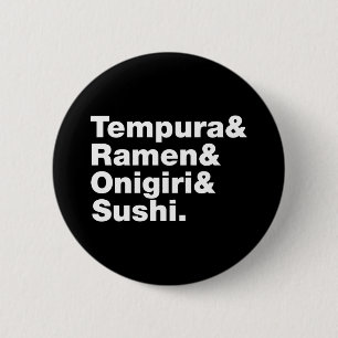 Japans eten Tempura & Ramen & Onigiri & Sushi.  Ronde Button 5,7 Cm