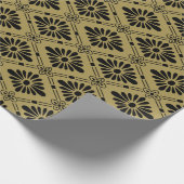 Japans Floral Pattern Black Gold Cadeaupapier (Hoek)