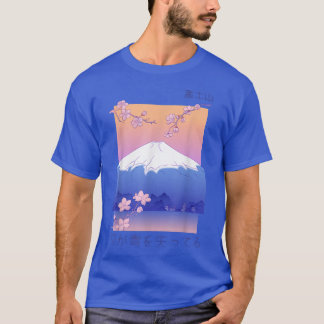 Japans gebergte Cherry Blossom Sakura Vaporwave T-shirt