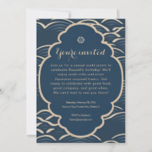 Japans-geïnspireerde blauw-golf partijuitnodiging