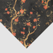 Japans geïnspireerde Golden Branches & Flowers Tissuepapier (Detail)