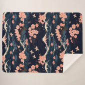 Japans geïnspireerde Sakura Cherry Blossom Sherpa Deken (Voorkant (horizontaal))