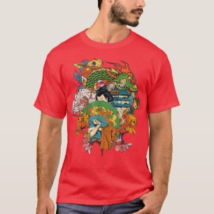 Japans Geisha Girl en Dragon Cherry Blossom T-shirt