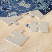 Japans Geisha in een Fancy Blauwe Kimono Legpuzzel (Zijkant)