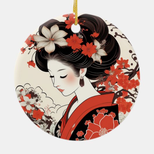 Japans Geisha Keramisch Ornament (Achterkant)