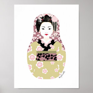 Japans Geisha Matryoshka Poster