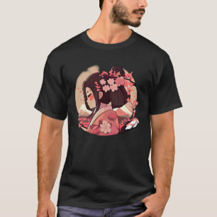 Japans Geisha meisje kersenbloesem bloemen sneeuw T-shirt