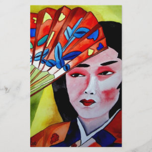 japans Geisha met een fanatieke originele kunstsch Briefpapier