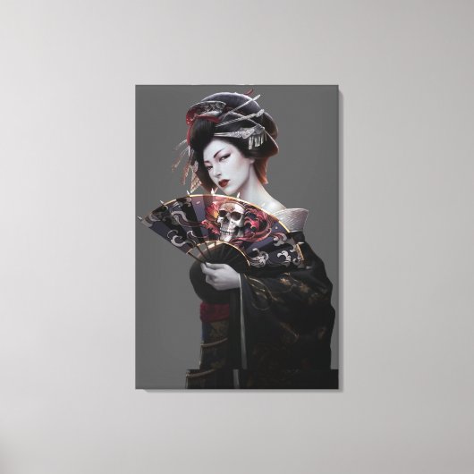 Japans Geisha Woman Art - schilderwerk Canvas Afdruk (Voorkant)