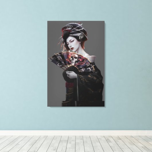 Japans Geisha Woman Art - schilderwerk Canvas Afdruk (Insitu (Houten vloer))