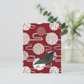 Japans gelukskraan rood kimono patroon briefkaart (Staand voorkant)