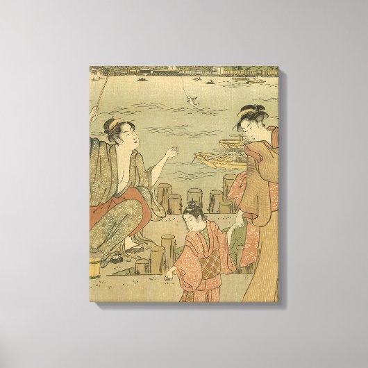 Japans Gevist Woodblock Fishermen Canvas Afdruk (Voorkant)