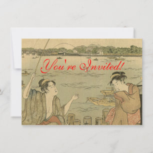 Japans Gevist Woodblock Fishermen Kaart