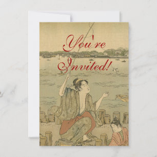 Japans Gevist Woodblock Fishermen Kaart