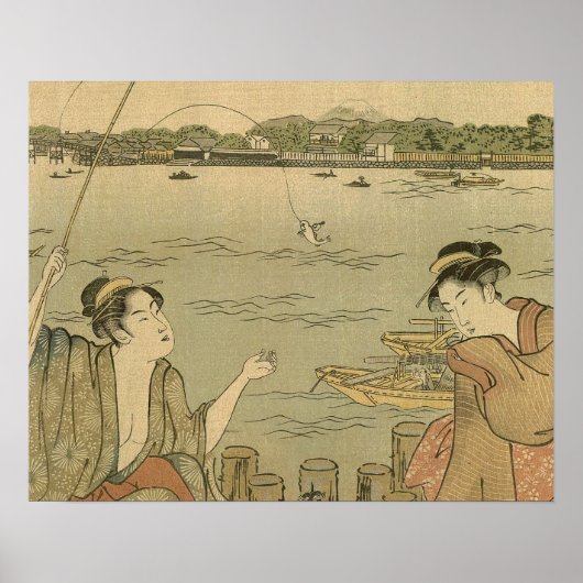 Japans Gevist Woodblock Fishermen Poster (Voorkant)