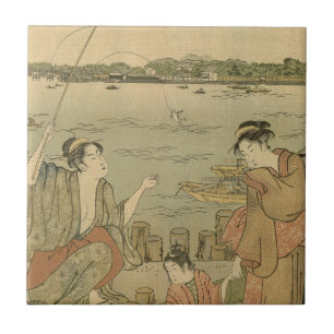 Japans Gevist Woodblock Fishermen Tegeltje