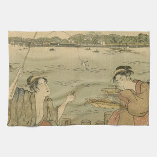 Japans Gevist Woodblock Fishermen Theedoek