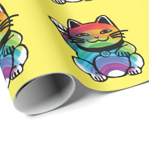 Japans goed plukkertje met regenboog cadeaupapier