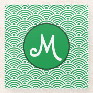 Japans golfpatroon en monogram glazen onderzetter