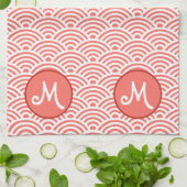 Japans golfpatroon en Monogram Theedoek (Gevouwen)