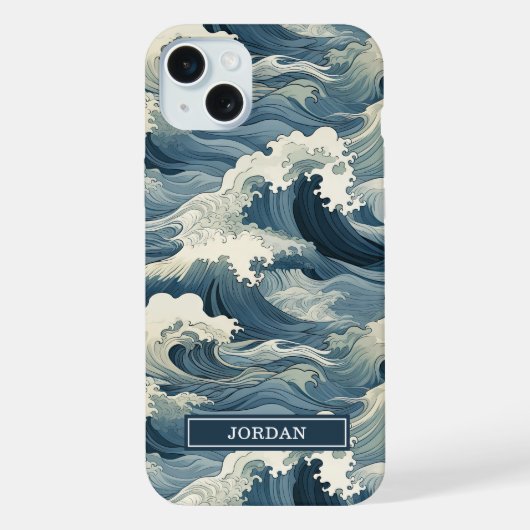 Japans golfpatroon met monogram iPhone hoesje (Achterkant)