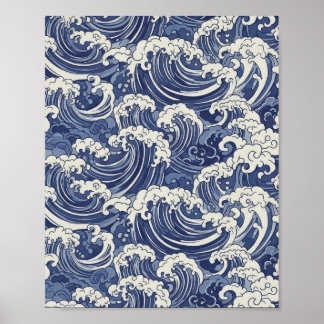 Japans golfpatroon - Ocean Art Print