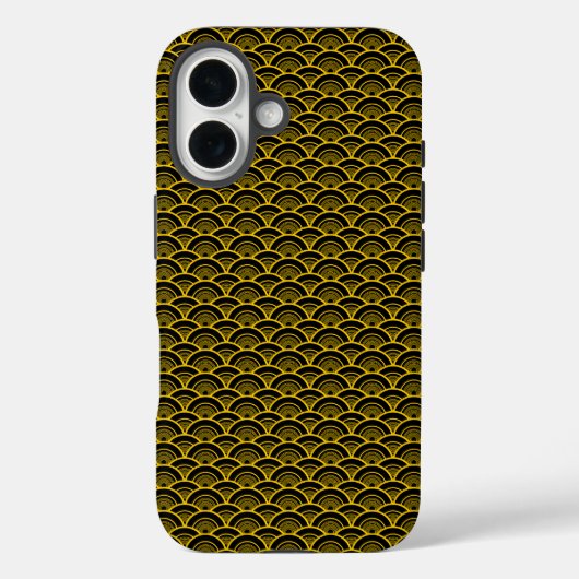 Japans goud en zwart Seigaiha patroon Case-Mate iPhone Case (Achterkant)