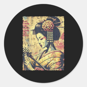Japans Hipster Geisha Katana Vrouwen Meisjes Ronde Sticker
