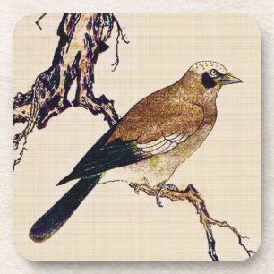 Japans Hout snijvlak van een Finch, bruin en beige Drankjes Onderzetter