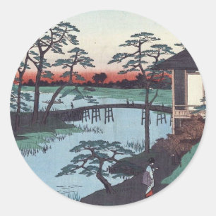japans houtblok ronde sticker