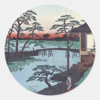 japans houtblok ronde sticker