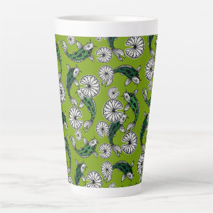 Japans Indigo Groene Karper Folk Patroon Latte Mok