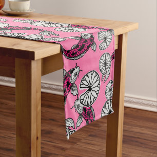 Japans Indigo Roze Karper Folk Patroon Lange Tafelloper