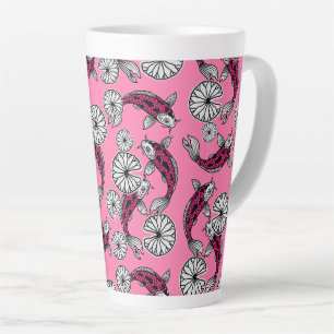 Japans Indigo Roze Karper Folk Patroon Latte Mok