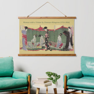 Japans  ingewikkeld kimono patroon & vrouwen hangend wandkleed