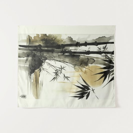 Japans inktborstel abstracte natuur kunst wandkleed (Voorkant (horizontaal))